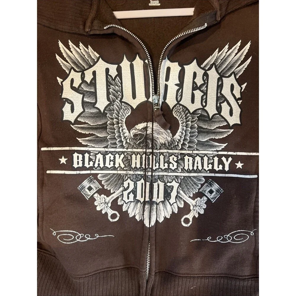 2007 Sturgis Black Hills Motorcycle Rally Zip Up Hoodie Sweatshirt Men’s Size L